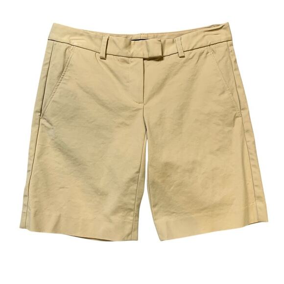 Theory Shorts Womens 0 Wheat Cotton Blend Stretch Bermuda Flat Front Chino - Picture 1 of 11
